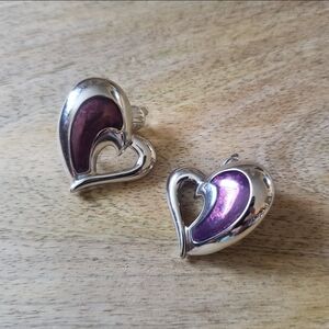 Vintage Clip On Heart Earrings